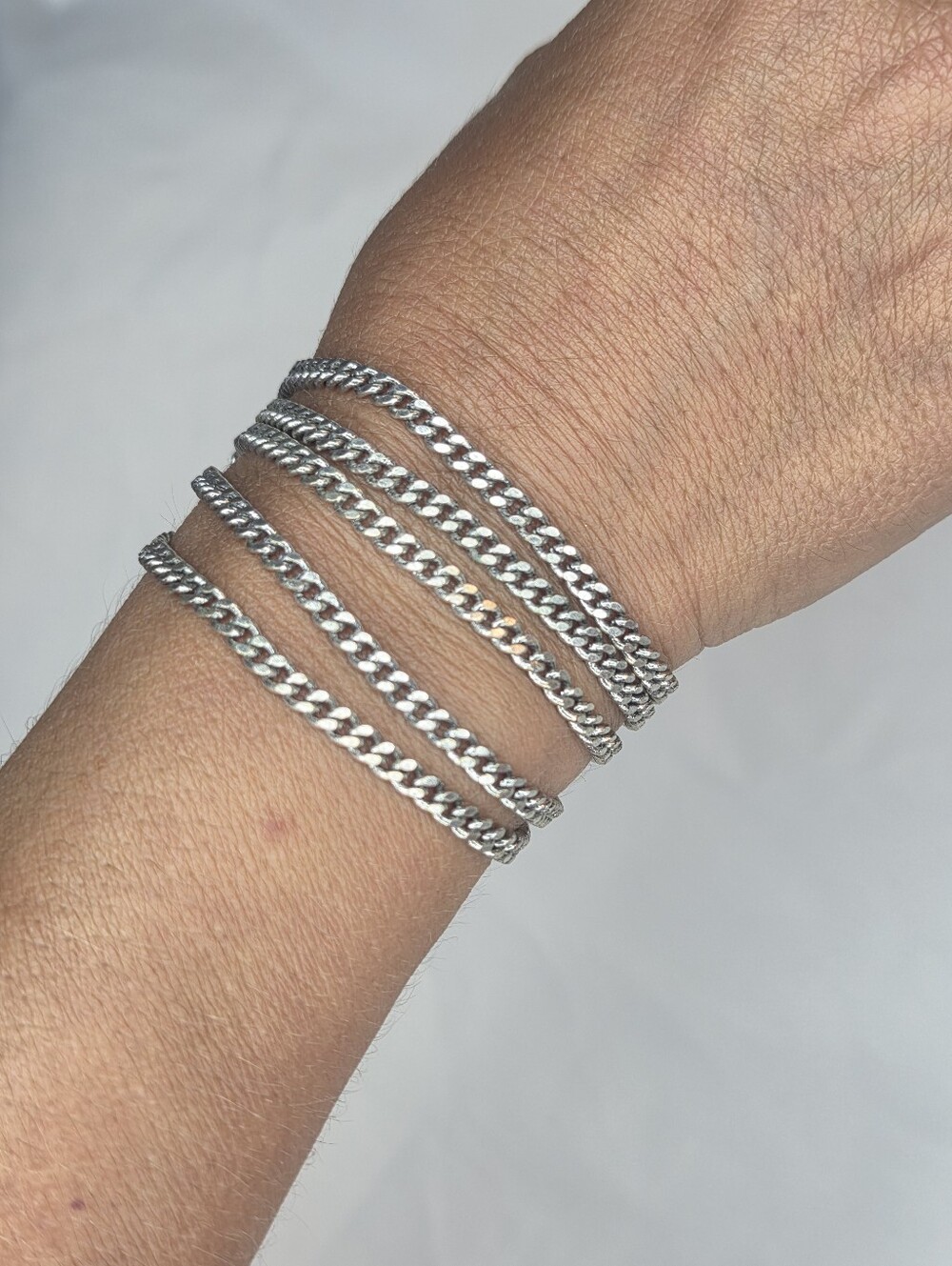 Serena Williams Silver Multi Curb Chain Bracelet With Black Leather